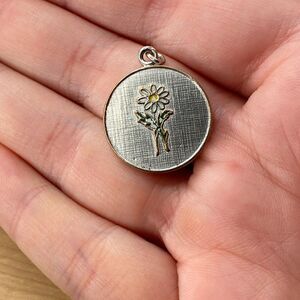 Vintage 925 Sterling Silver Enamel "Ohio Marguerite" Daisy Pendant Charm